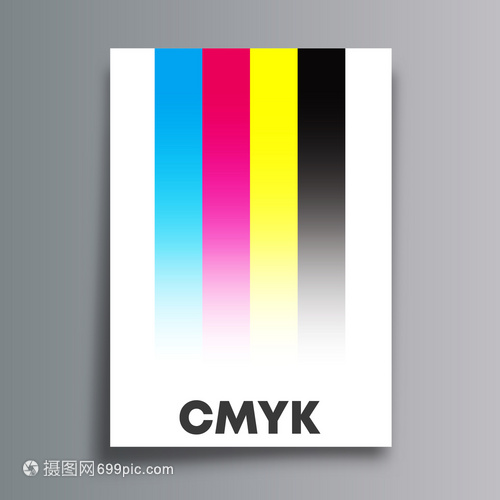 CMYK传单小册子封面打字和其他印刷产品的彩色模型海报矢量插图CMYK传单打字或其他印刷产品的彩色模型海报CMYK传单打字或其他